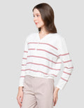 CONNEXION CLUB STRIPE V NECK CARDIGAN WANITA