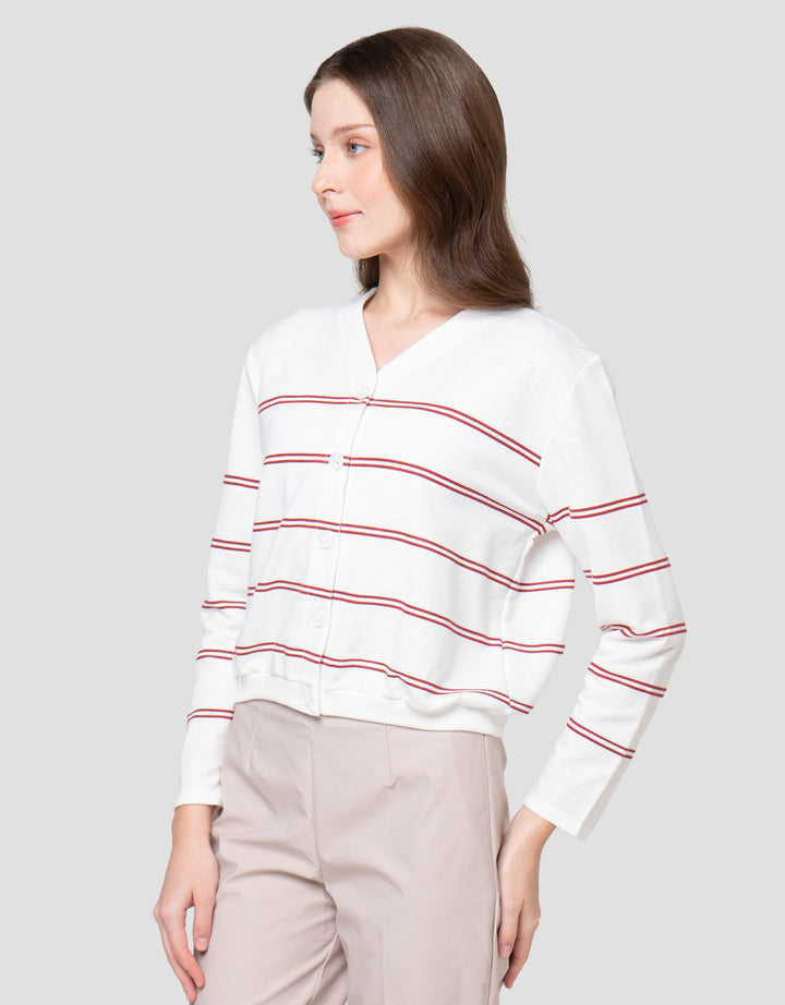 CONNEXION CLUB STRIPE V NECK CARDIGAN WANITA