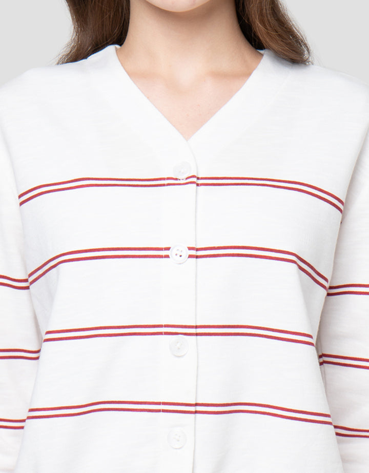 CONNEXION CLUB STRIPE V NECK CARDIGAN WANITA