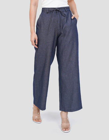 CONNEXION DRAWSTRING AND ELASTIC BACK LOOSE FIT CELANA JEANS WANITA
