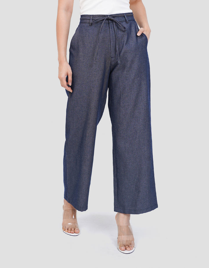 CONNEXION DRAWSTRING AND ELASTIC BACK LOOSE FIT CELANA JEANS WANITA