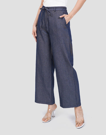 CONNEXION DRAWSTRING AND ELASTIC BACK LOOSE FIT CELANA JEANS WANITA