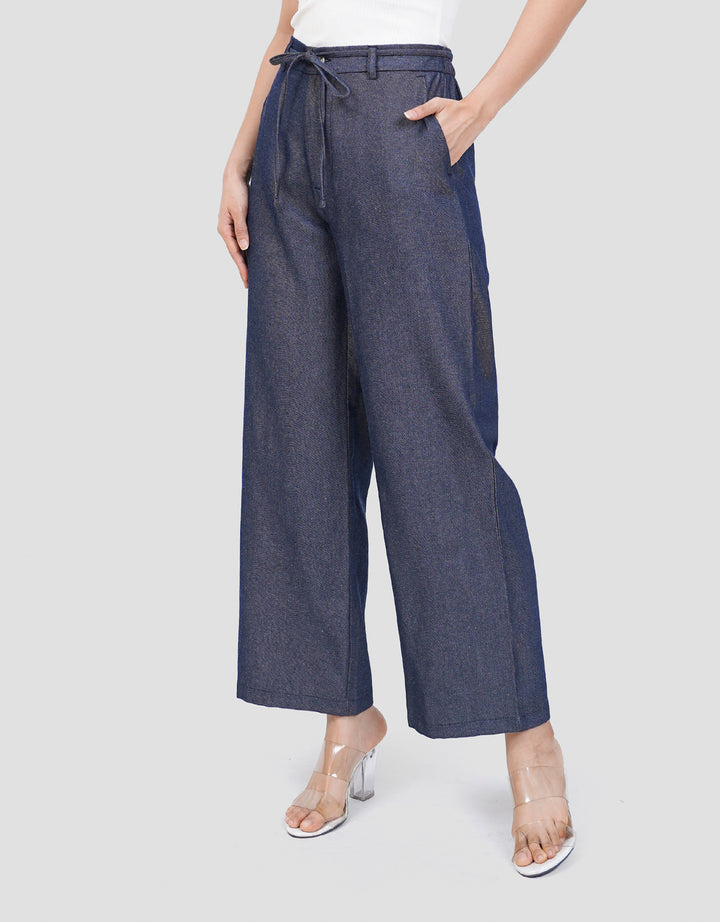 CONNEXION DRAWSTRING AND ELASTIC BACK LOOSE FIT CELANA JEANS WANITA