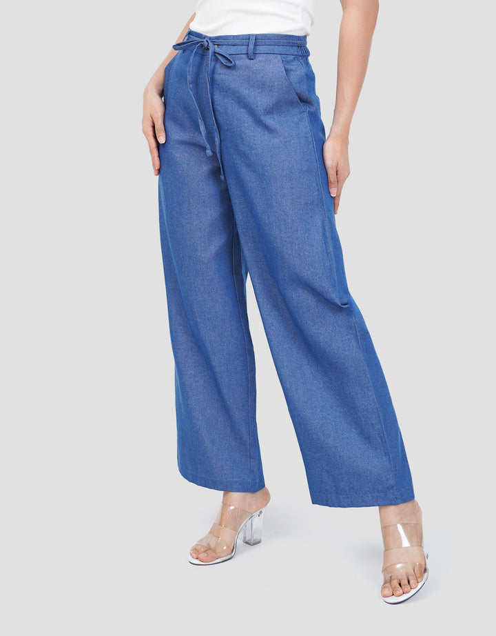 CONNEXION DRAWSTRING AND ELASTIC BACK LOOSE FIT CELANA JEANS WANITA