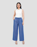 CONNEXION DRAWSTRING AND ELASTIC BACK LOOSE FIT CELANA JEANS WANITA