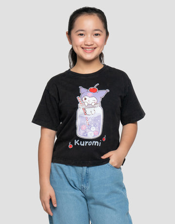 CHARACTER KUROMI WASHED PRINT KAOS ANAK PEREMPUAN