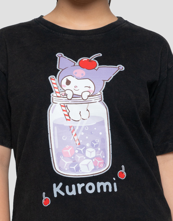 CHARACTER KUROMI WASHED PRINT KAOS ANAK PEREMPUAN