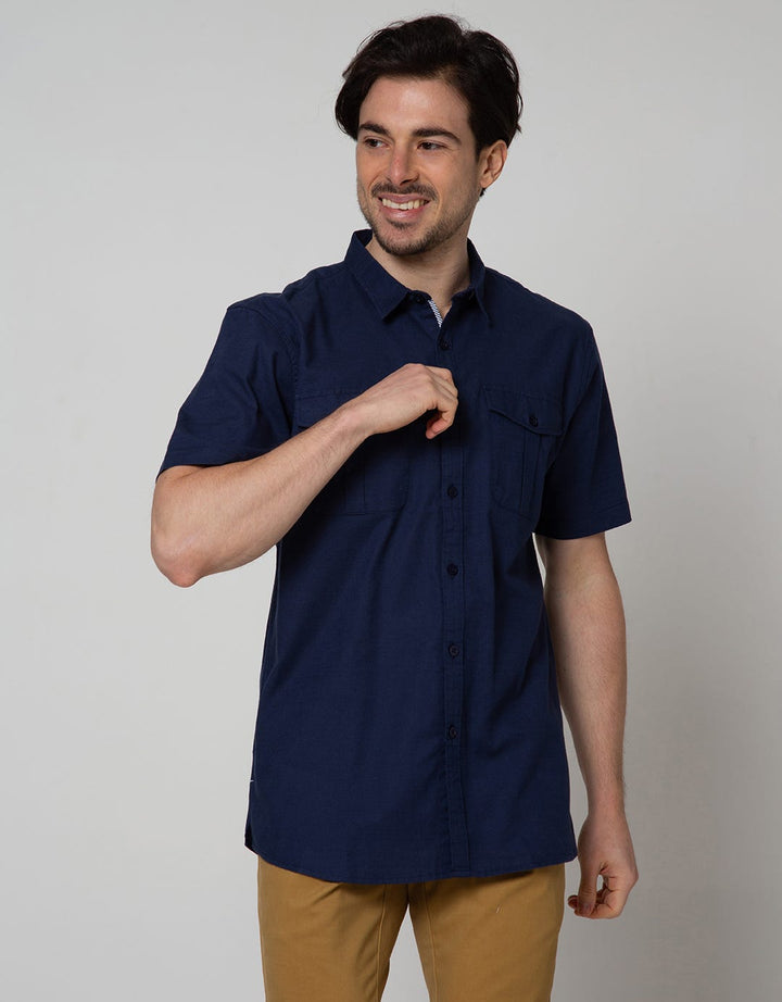 Details Short Sleeve Shirt Slub With Pocket