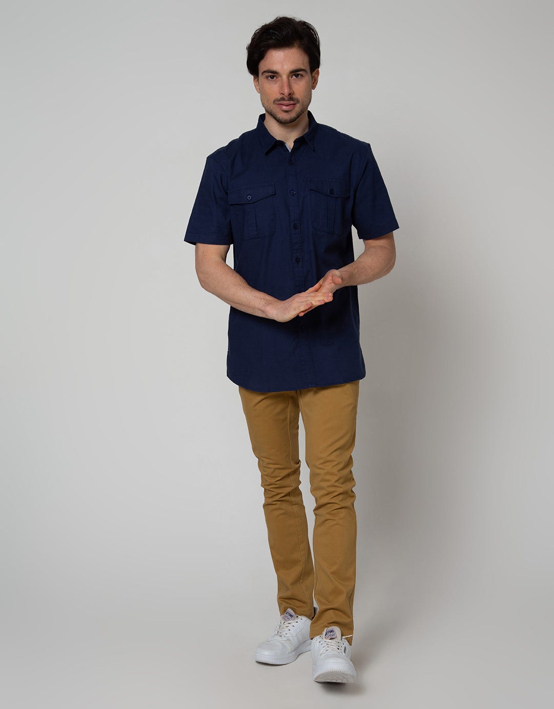 Details Short Sleeve Shirt Slub With Pocket