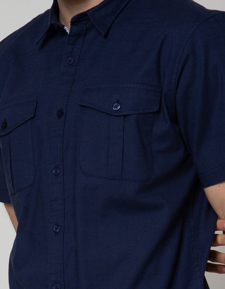 Details Short Sleeve Shirt Slub With Pocket