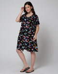 Nevada Midi Dress Lengan Pendek Creative Painting