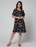 Nevada Midi Dress Lengan Pendek Creative Painting