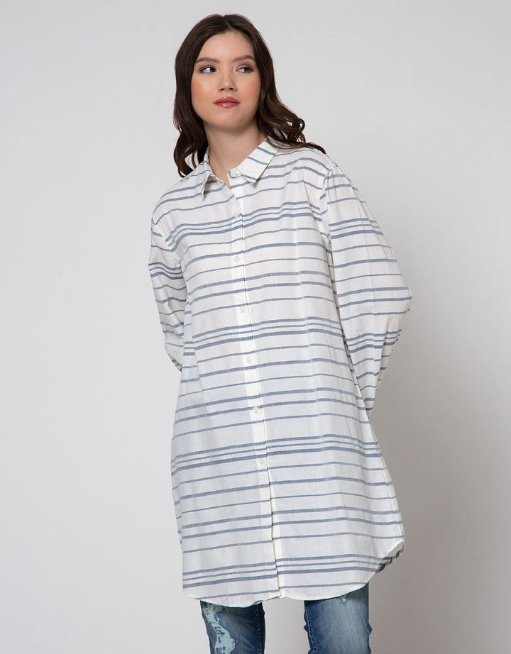 Cardinal Femme Kemeja Print Garis