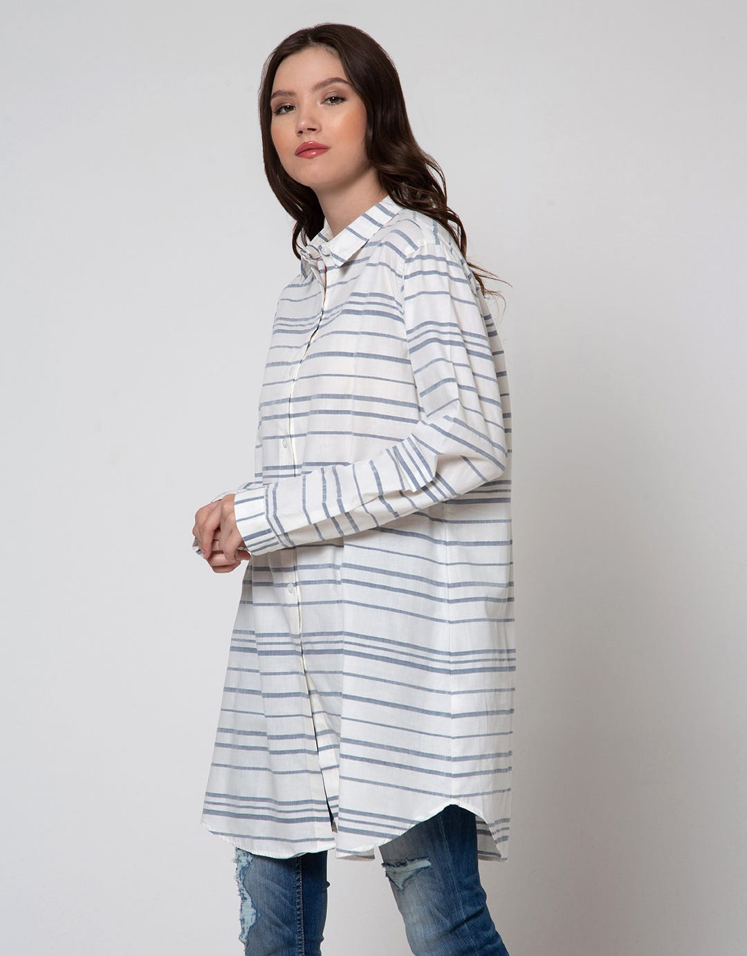Cardinal Femme Kemeja Print Garis