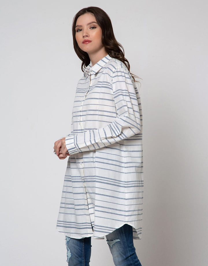 Cardinal Femme Kemeja Print Garis