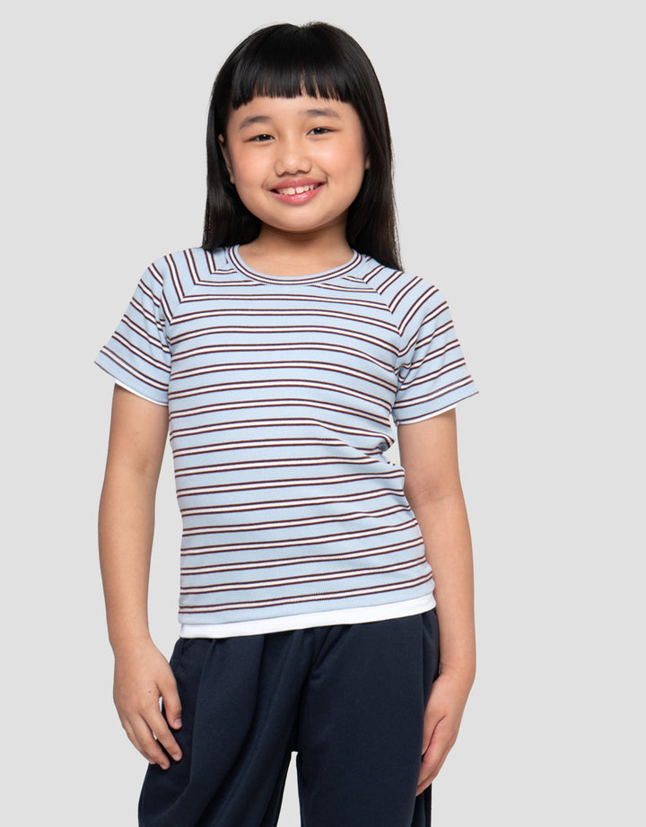LITTLE M RIB STRIPE KAOS ANAK PEREMPUAN