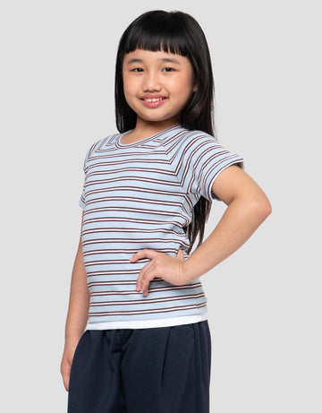 LITTLE M RIB STRIPE KAOS ANAK PEREMPUAN