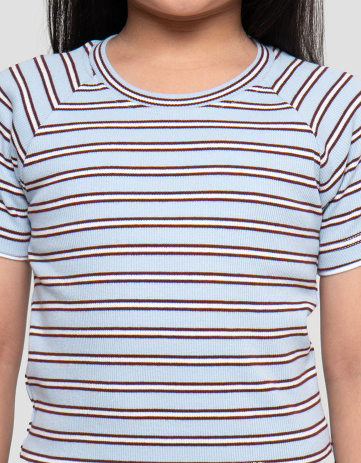 LITTLE M RIB STRIPE KAOS ANAK PEREMPUAN