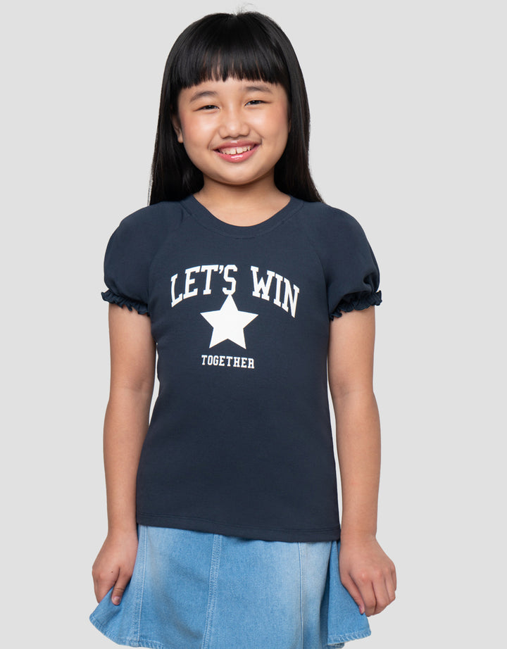 LITTLE M LETS WIN PRINT KAOS ANAK PEREMPUAN