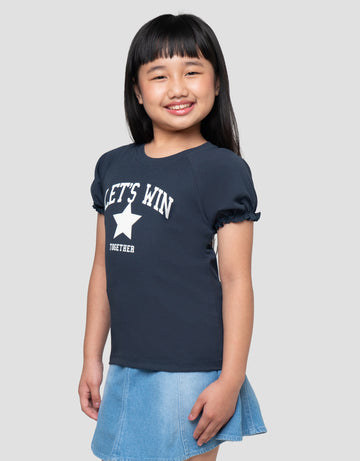 LITTLE M LETS WIN PRINT KAOS ANAK PEREMPUAN