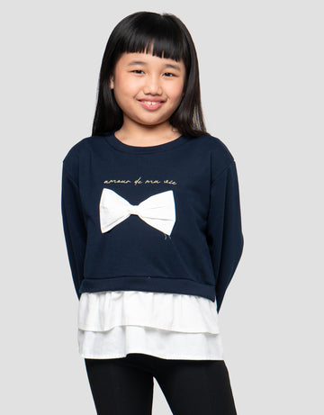 LITTLE M APLIKASI PITA SWEATER ANAK PEREMPUAN