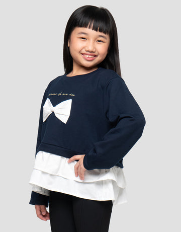 LITTLE M APLIKASI PITA SWEATER ANAK PEREMPUAN