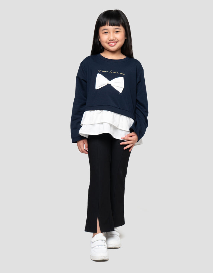 LITTLE M APLIKASI PITA SWEATER ANAK PEREMPUAN
