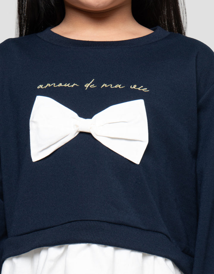 LITTLE M APLIKASI PITA SWEATER ANAK PEREMPUAN