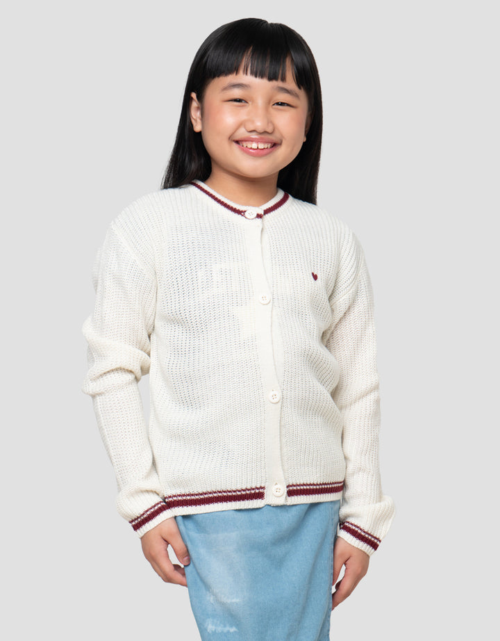 LITTLE M BORDIR HEART CARDIGAN RAJUT ANAK PEREMPUAN