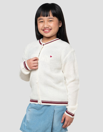 LITTLE M BORDIR HEART CARDIGAN RAJUT ANAK PEREMPUAN