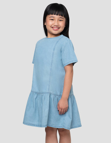 LITTLE M MIDI DRESS DENIM ANAK PEREMPUAN