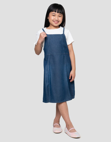 LITTLE M 2 PCS OVERALL MIDI DRESS ANAK PEREMPUAN