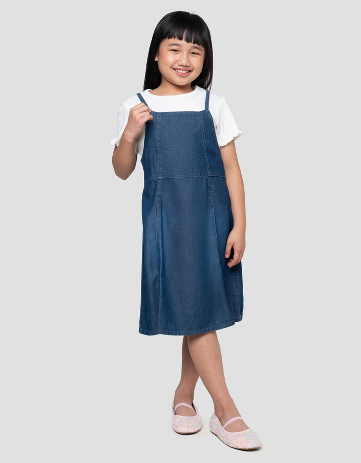 LITTLE M 2 PCS OVERALL MIDI DRESS ANAK PEREMPUAN