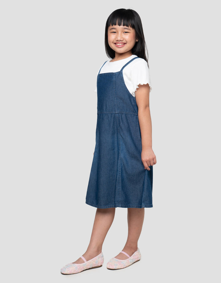LITTLE M 2 PCS OVERALL MIDI DRESS ANAK PEREMPUAN