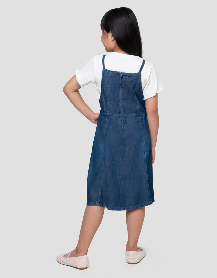 LITTLE M 2 PCS OVERALL MIDI DRESS ANAK PEREMPUAN