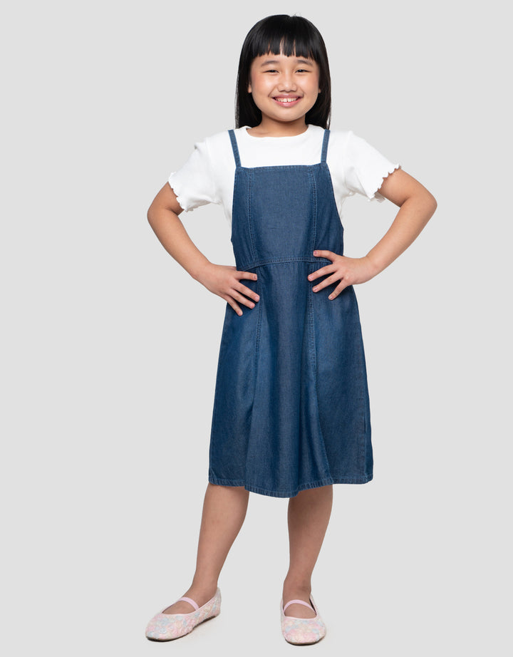 LITTLE M 2 PCS OVERALL MIDI DRESS ANAK PEREMPUAN