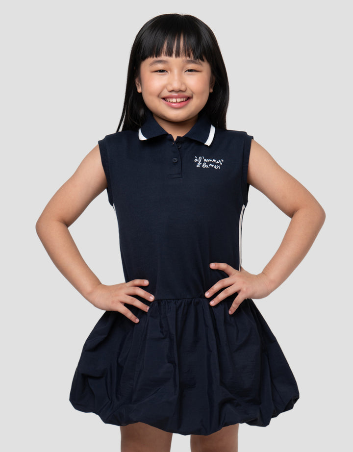 LITTLE M BALOON STRIPE MIDI DRESS ANAK PEREMPUAN