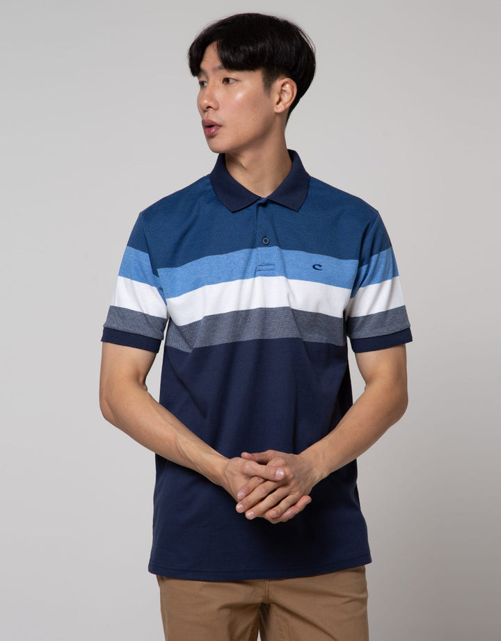 Cole Short Sleeve Polo Shirt Interlock Stripe Chest