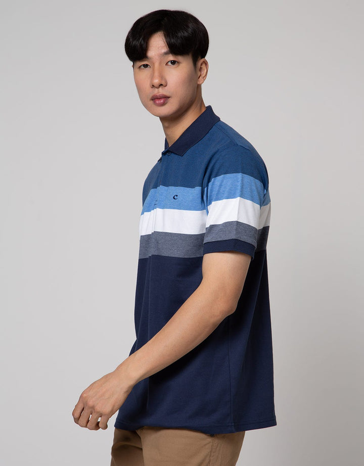 Cole Short Sleeve Polo Shirt Interlock Stripe Chest