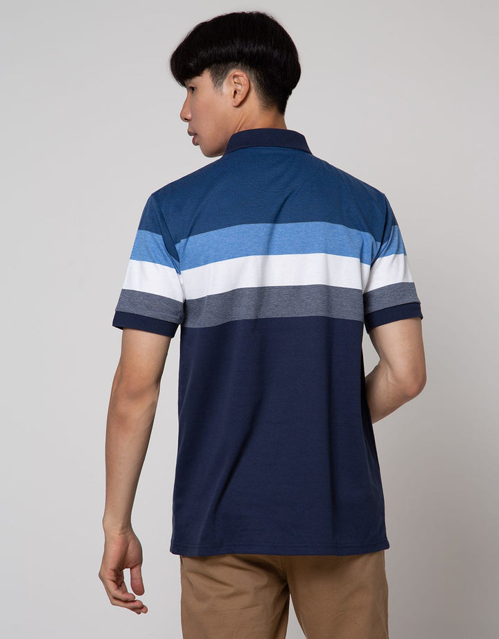 Cole Short Sleeve Polo Shirt Interlock Stripe Chest