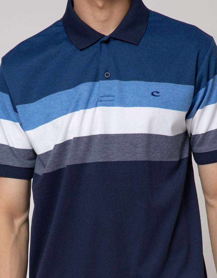 Cole Short Sleeve Polo Shirt Interlock Stripe Chest