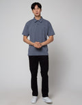 Cole Short Sleeve Polo Shirt Stripe Interlock Jaquard