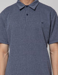 Cole Short Sleeve Polo Shirt Stripe Interlock Jaquard