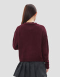 NEVADA SOLID CROP FLAT KNIT CABLE CARDIGAN WANITA
