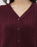 NEVADA SOLID CROP FLAT KNIT CABLE CARDIGAN WANITA