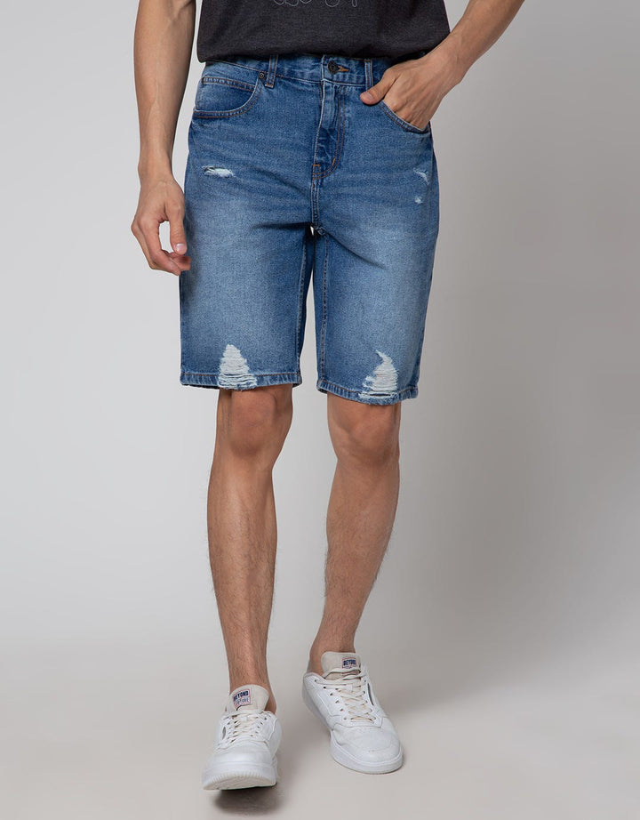 Nevada Ripped Fashion Celana Pendek Denim Pria