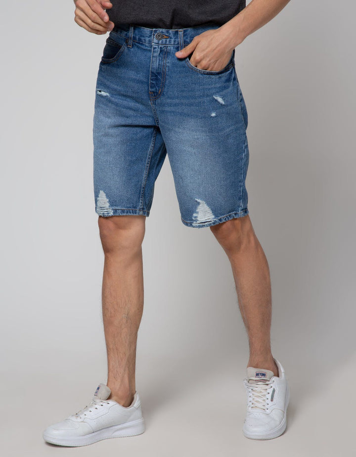 Nevada Ripped Fashion Celana Pendek Denim Pria