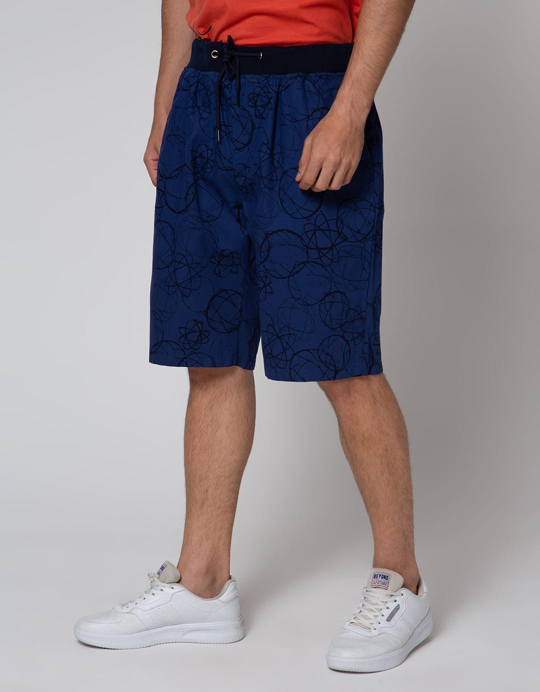 Nevada Short Pants Rib Bottom Print Geometric Circle