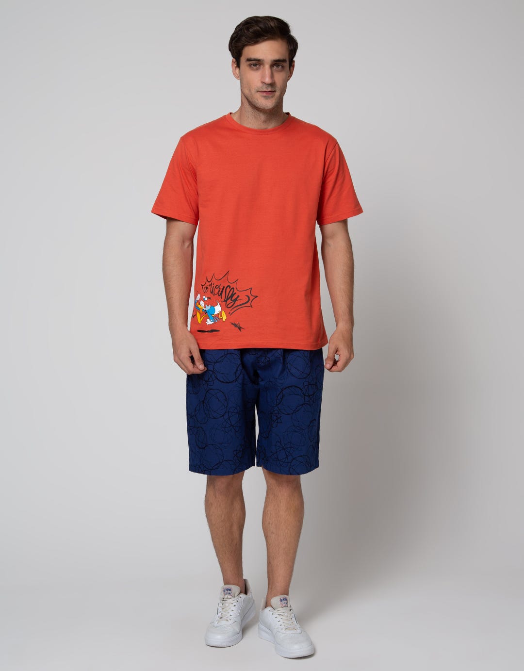 Nevada Short Pants Rib Bottom Print Geometric Circle