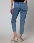Nevada Denim Long Pants Mom Fit With Side Botton